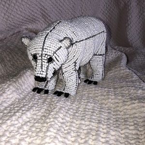 Beadwork Polar Bear by GrassRoots! Handmade sculpture of glass beaded design.